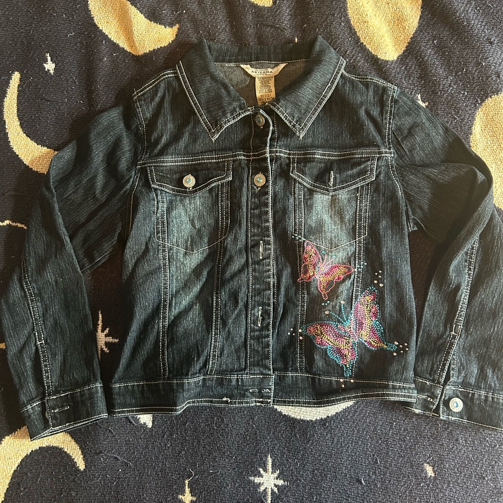 Arizona Jean Company Denim Jacket with Butterfly Design